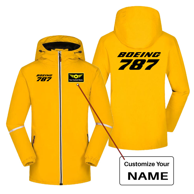 Boeing 787 & Text Designed Rain Coats & Jackets