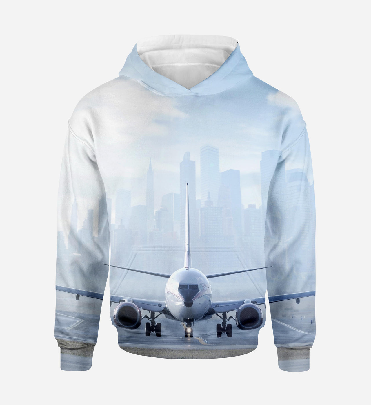 Boeing 737 & City View Behind Printed 3D Hoodies