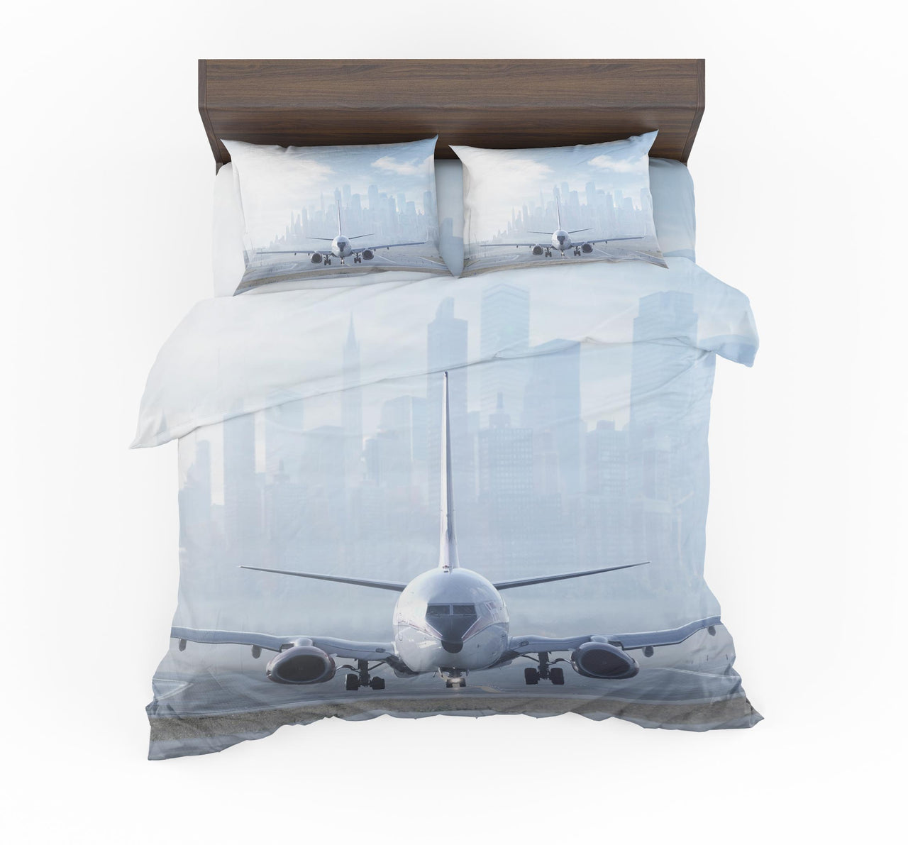 Boeing 737 & City View Behind Designed Bedding Sets