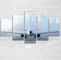 Thumbnail for Boeing 737 & City View Behind Printed Multiple Canvas Poster