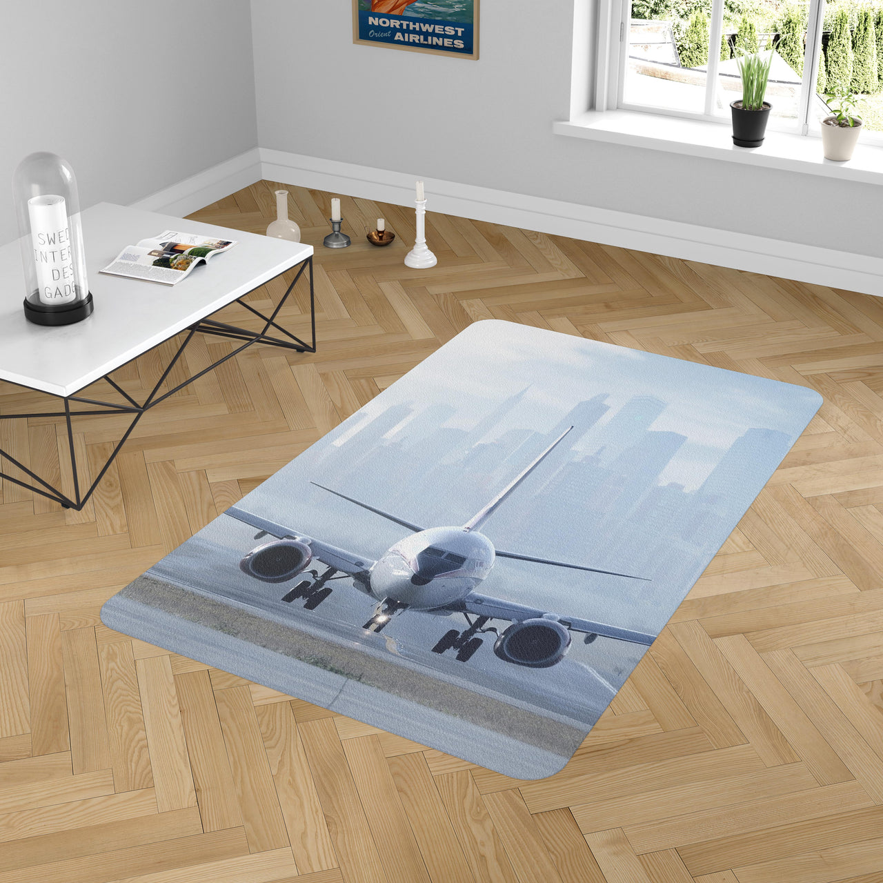 Boeing 737 & City View Behind Designed Carpet & Floor Mats