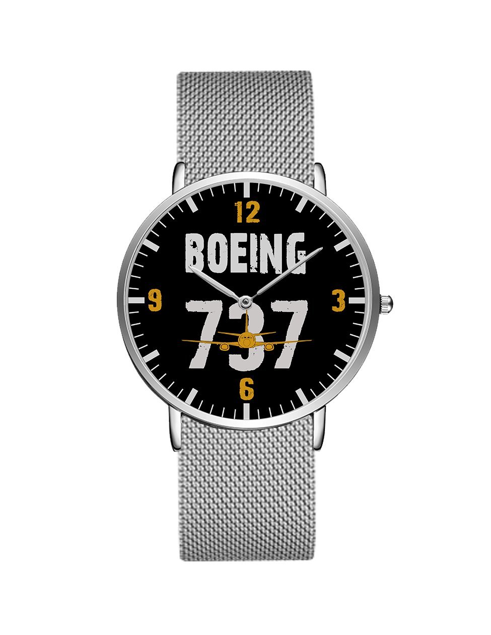 Boeing 737 Designed Stainless Steel Strap Watches Pilot Eyes Store Silver & Silver Stainless Steel Strap 