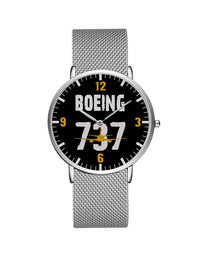 Thumbnail for Boeing 737 Designed Stainless Steel Strap Watches Pilot Eyes Store Silver & Silver Stainless Steel Strap 
