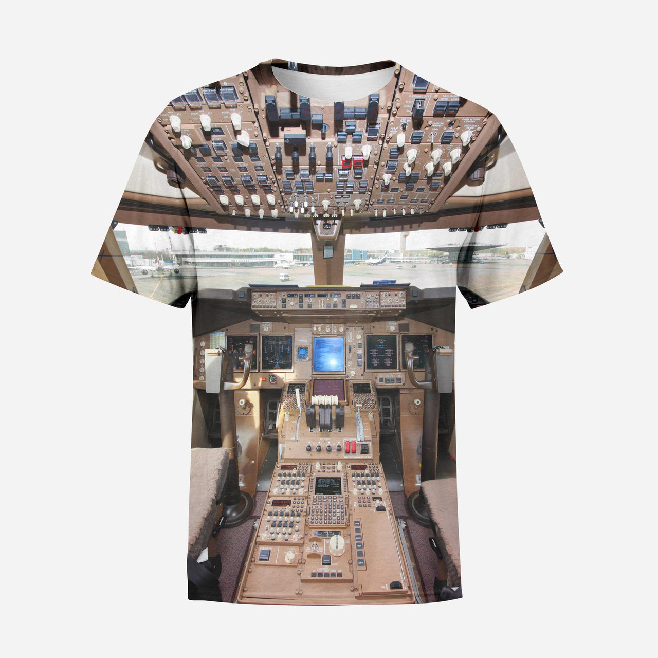 Boeing 747 Cockpit Printed 3D T-Shirts