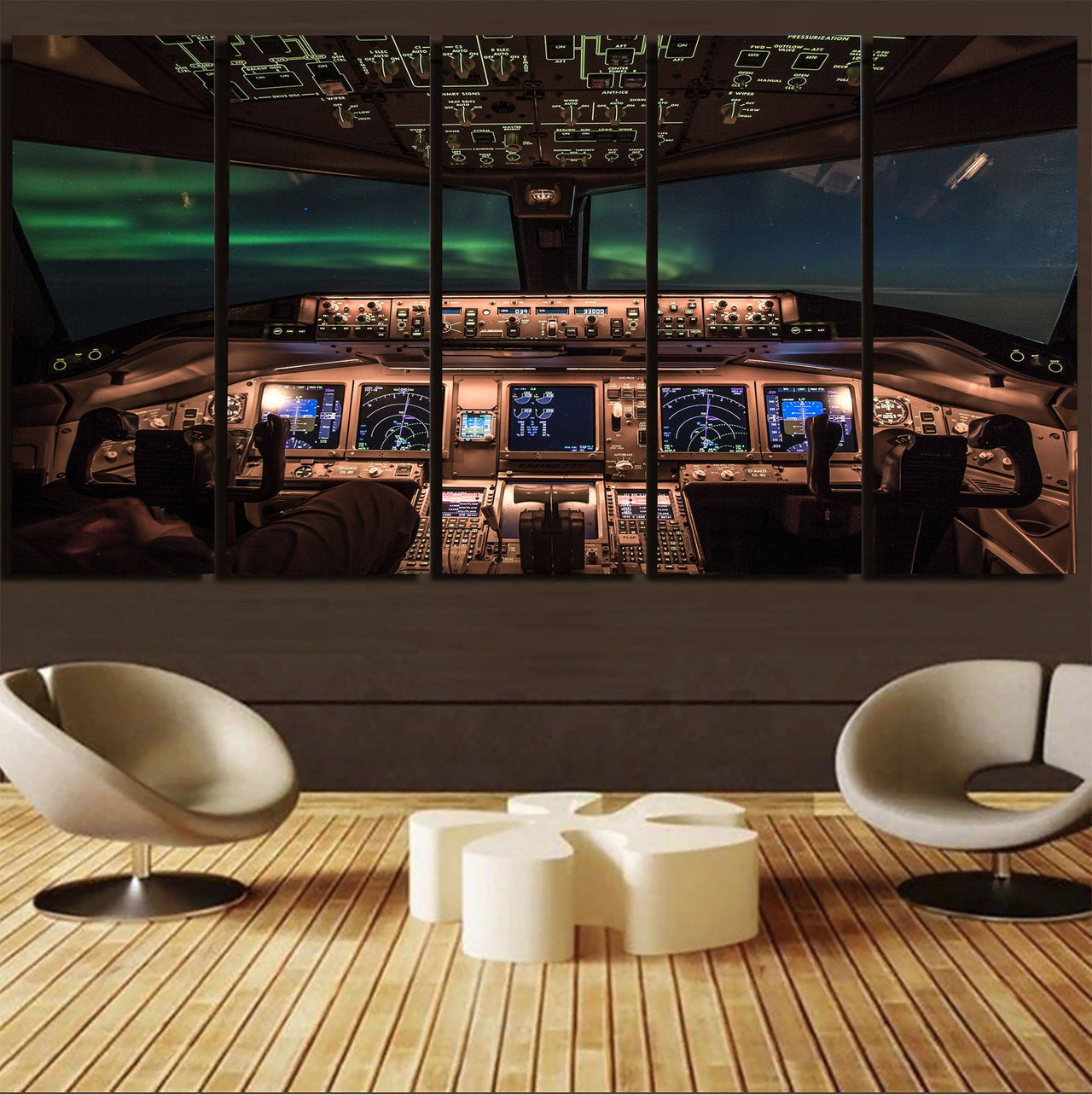 Boeing 777 Cockpit PrintedCanvas Prints (5 Pieces) Aviation Shop 
