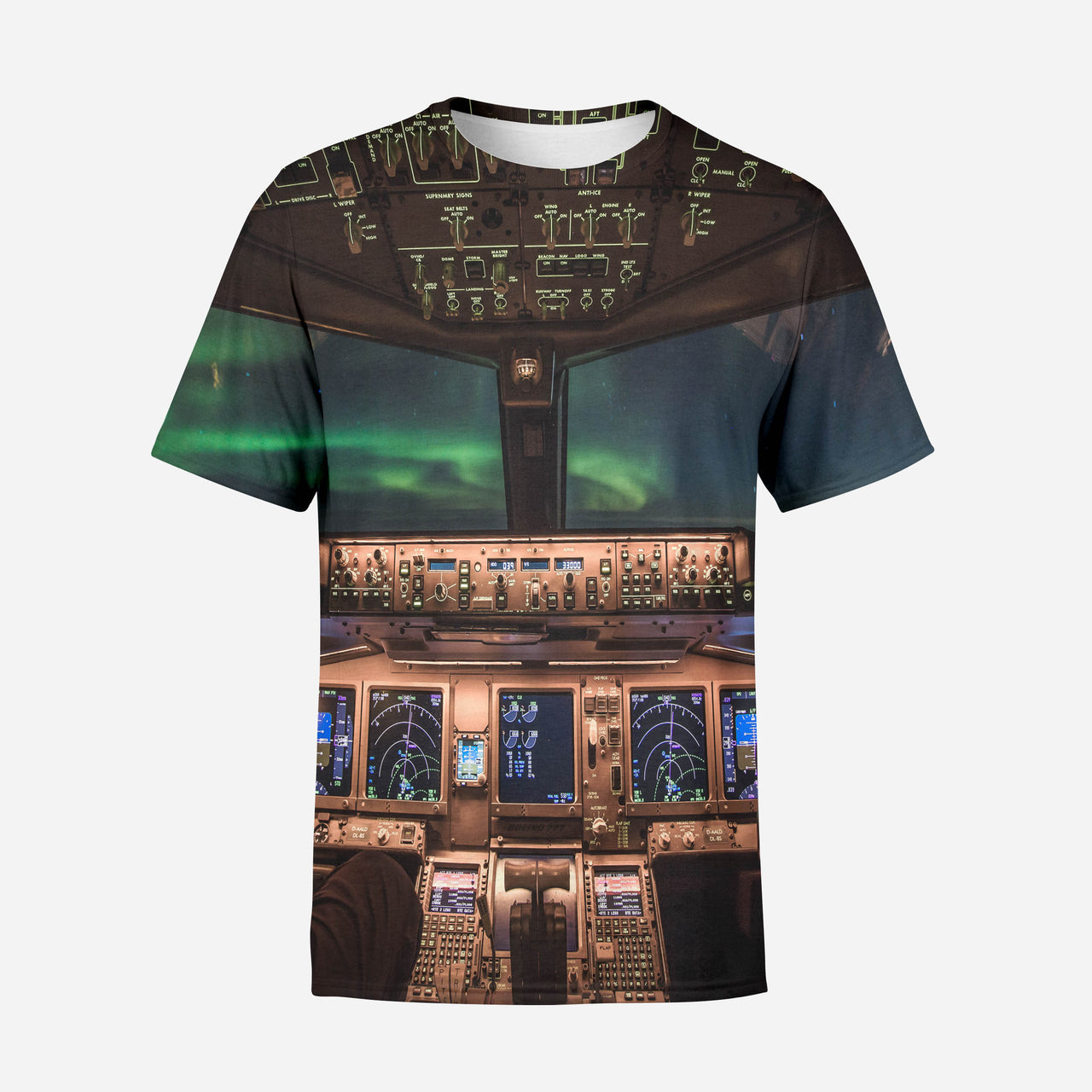 Boeing 777 Cockpit Printed 3D T-Shirts