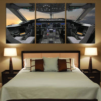 Thumbnail for Boeing 787 Cockpit Printed Canvas Posters (3 Pieces) Aviation Shop 