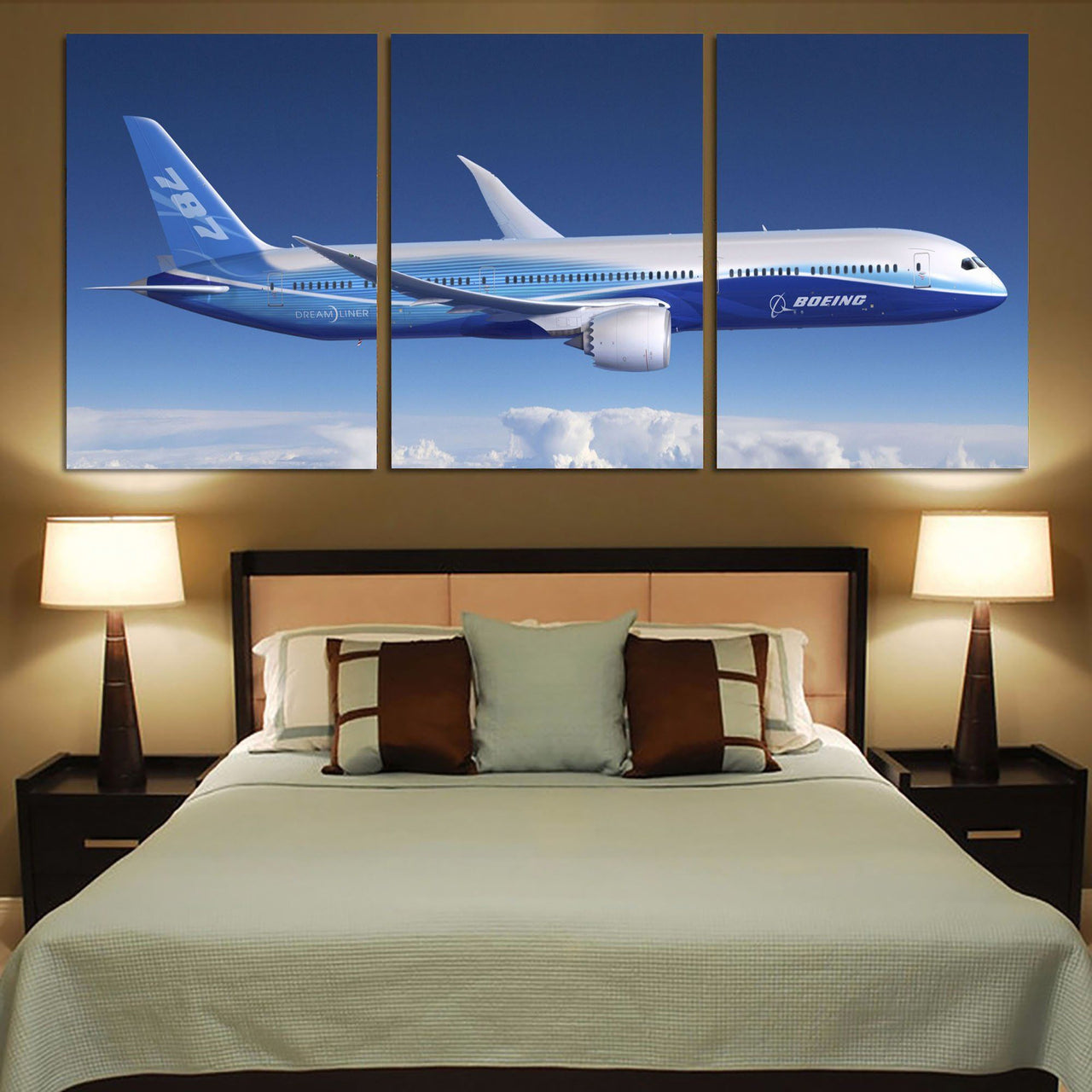 Boeing 787 Dreamliner Printed Canvas Posters (3 Pieces) Aviation Shop 