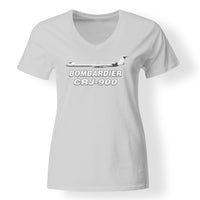 Thumbnail for Bombardier CRJ-900 Designed V-Neck T-Shirts
