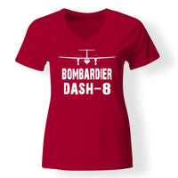 Thumbnail for Bombardier Dash-8 & Plane Designed V-Neck T-Shirts