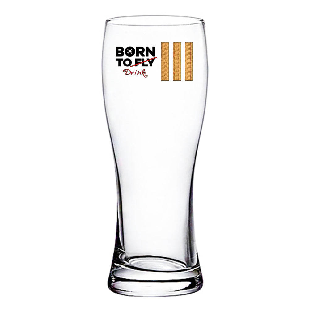 Born To Drink & 3 Lines Designed Pilsner Beer Glasses