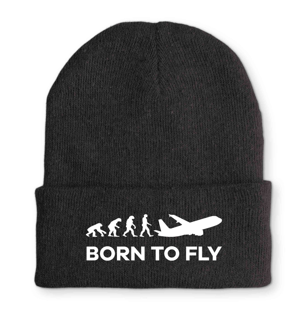 Born To Fly Airplane Embroidered Beanies