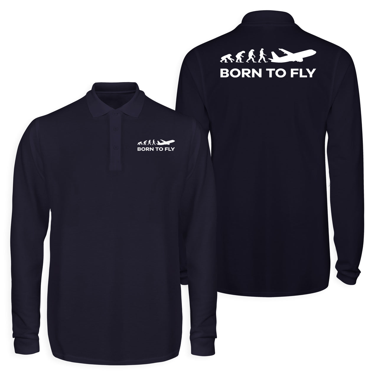Born To Fly Designed Long Sleeve Polo T-Shirts (Double-Side)