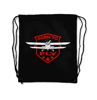 Thumbnail for Born To Fly Designed Drawstring Bags