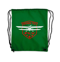 Thumbnail for Born To Fly Designed Drawstring Bags