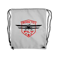 Thumbnail for Born To Fly Designed Drawstring Bags