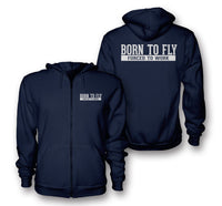 Thumbnail for Born To Fly Forced To Work Designed Zipped Hoodies