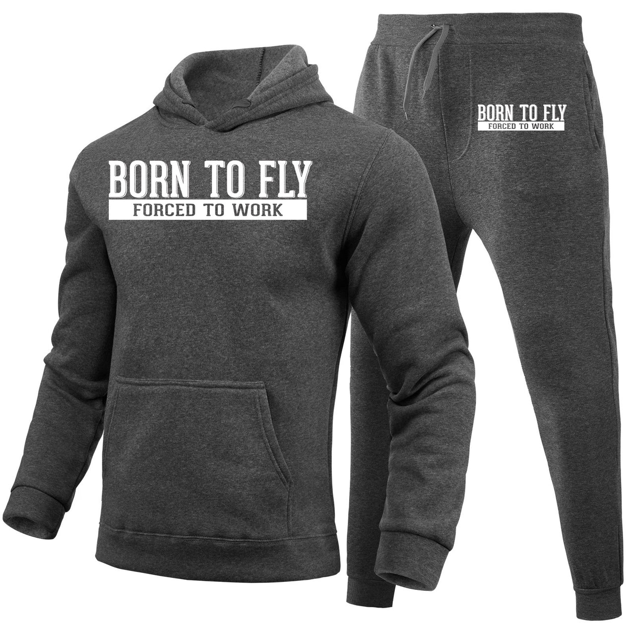 Born To Fly Forced To Work Designed Hoodies & Sweatpants Set