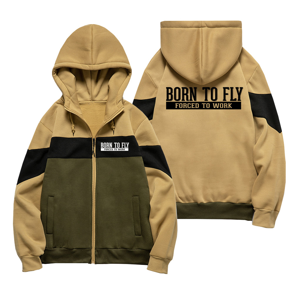 Born To Fly Forced To Work Designed Colourful Zipped Hoodies