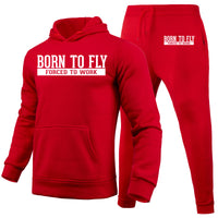 Thumbnail for Born To Fly Forced To Work Designed Hoodies & Sweatpants Set