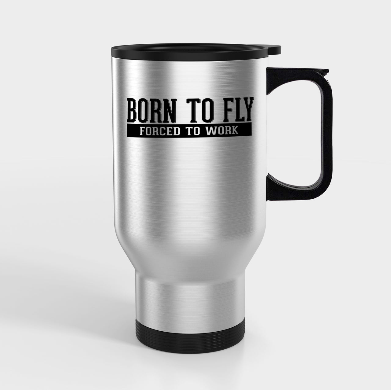 Born To Fly Forced To Work Designed Travel Mugs (With Holder)