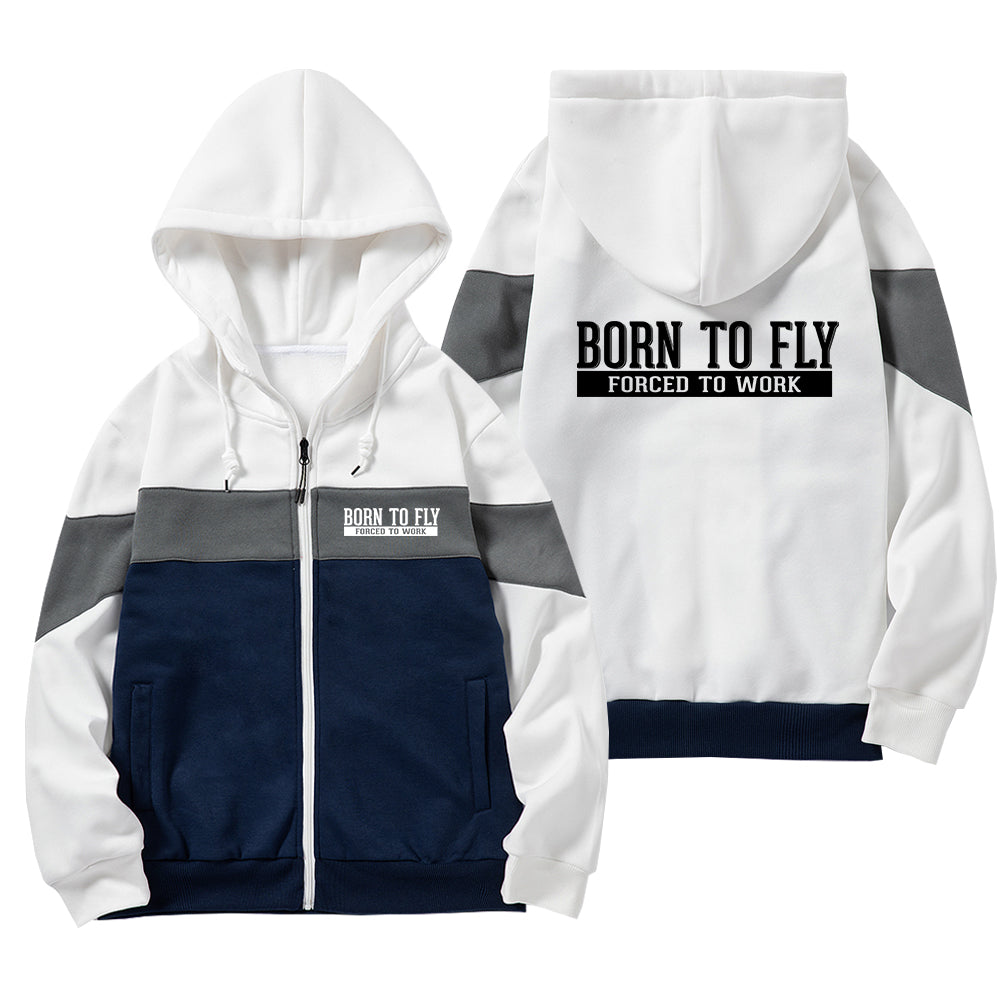 Born To Fly Forced To Work Designed Colourful Zipped Hoodies