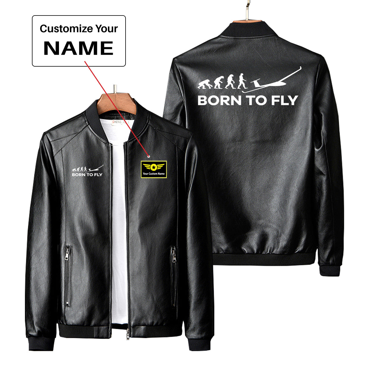 Born To Fly Glider Designed PU Leather Jackets