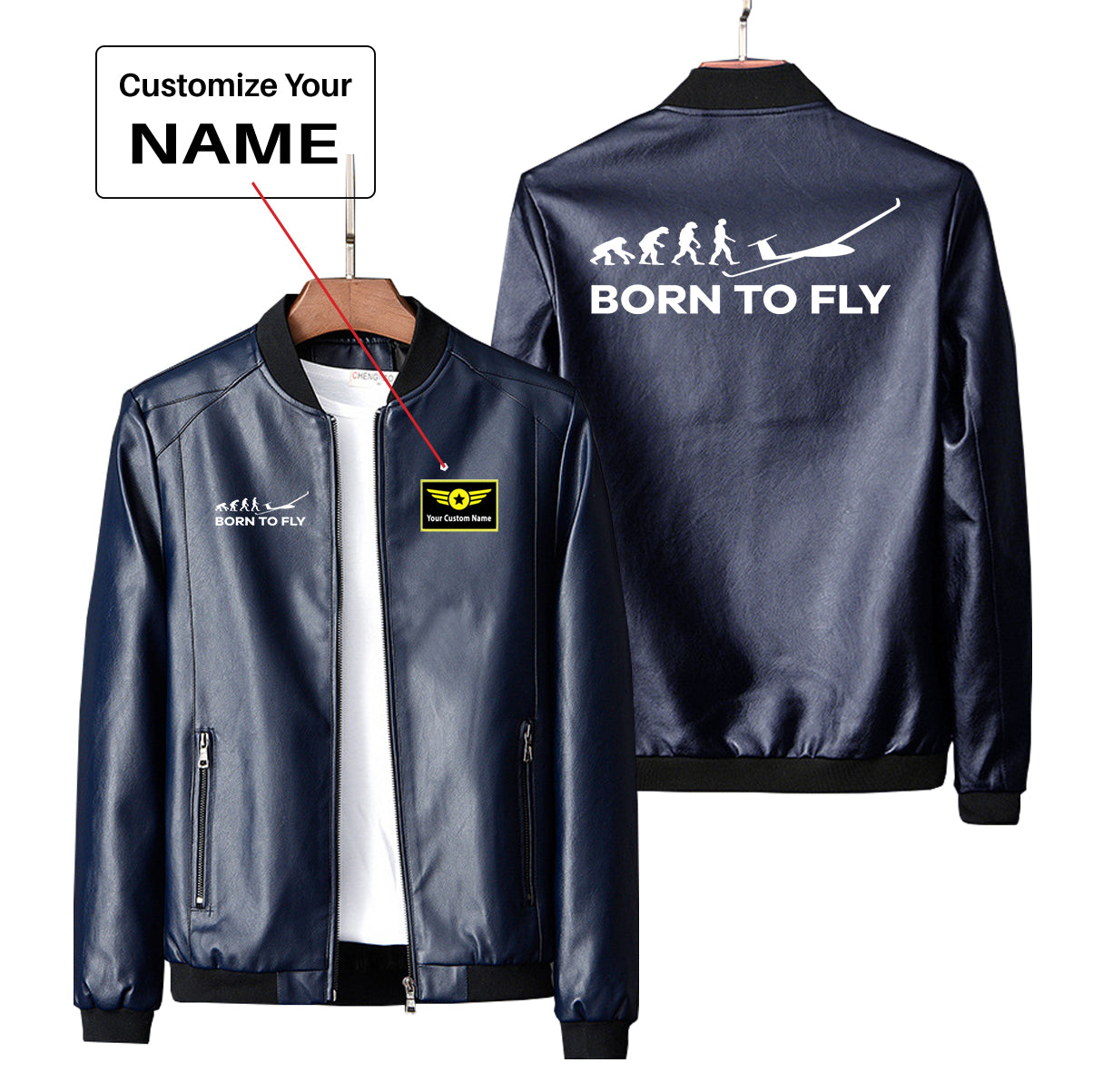 Born To Fly Glider Designed PU Leather Jackets