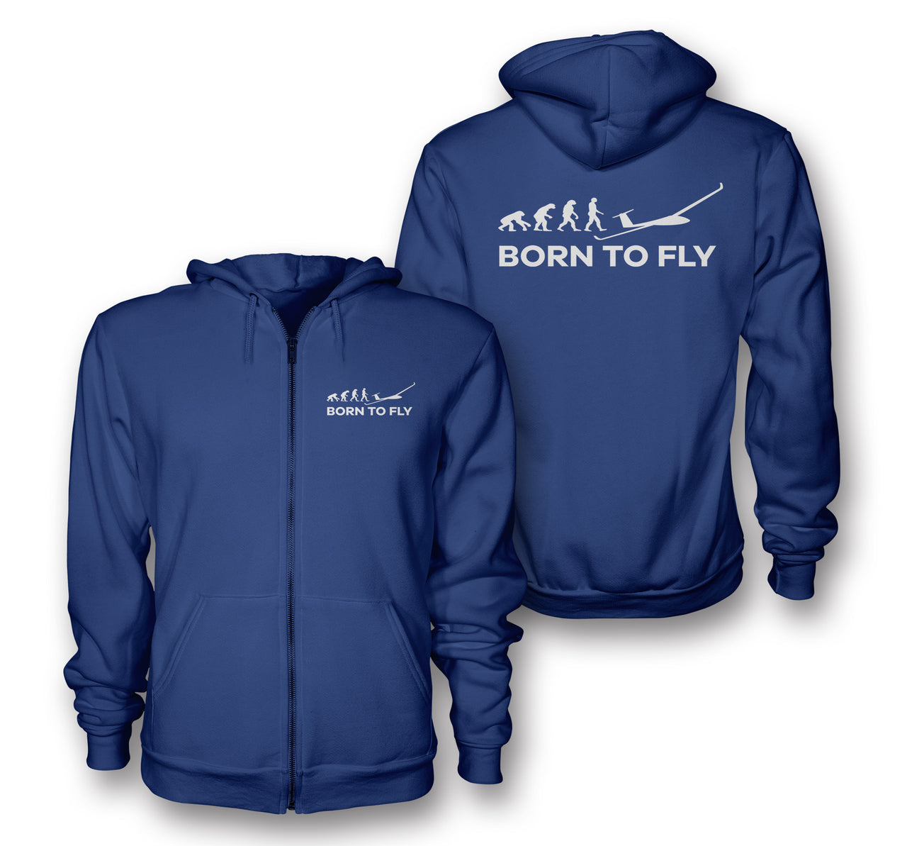 Born To Fly Glider Designed Zipped Hoodies