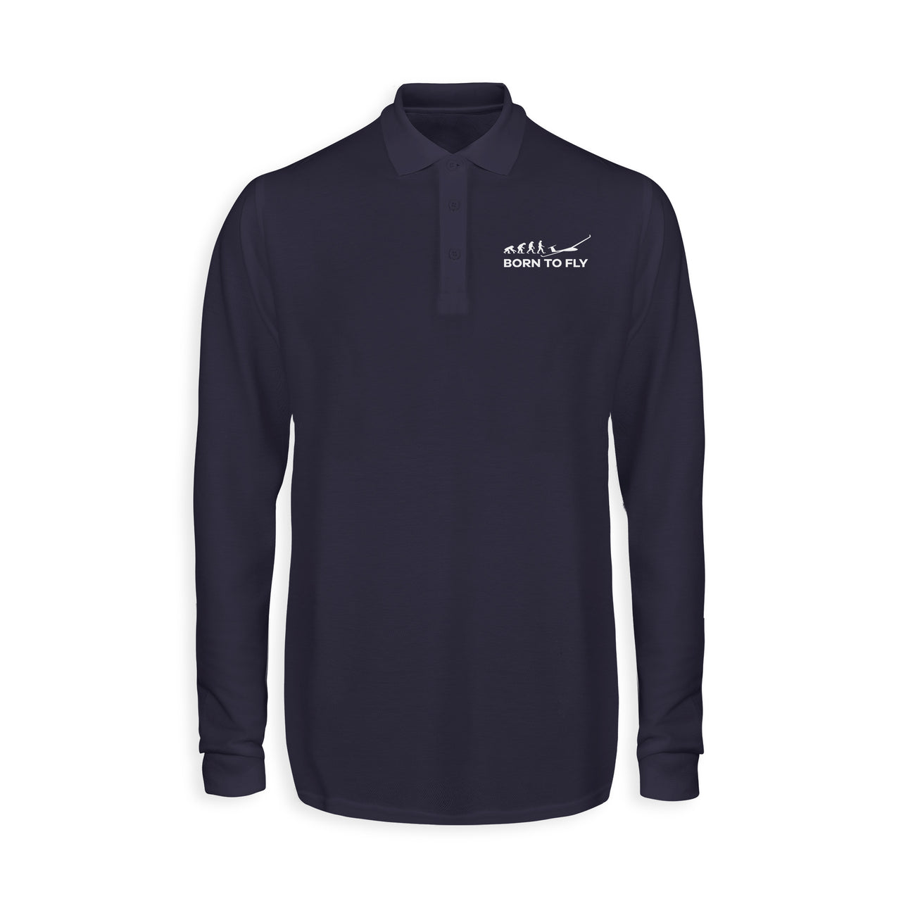 Born To Fly Glider Designed Long Sleeve Polo T-Shirts