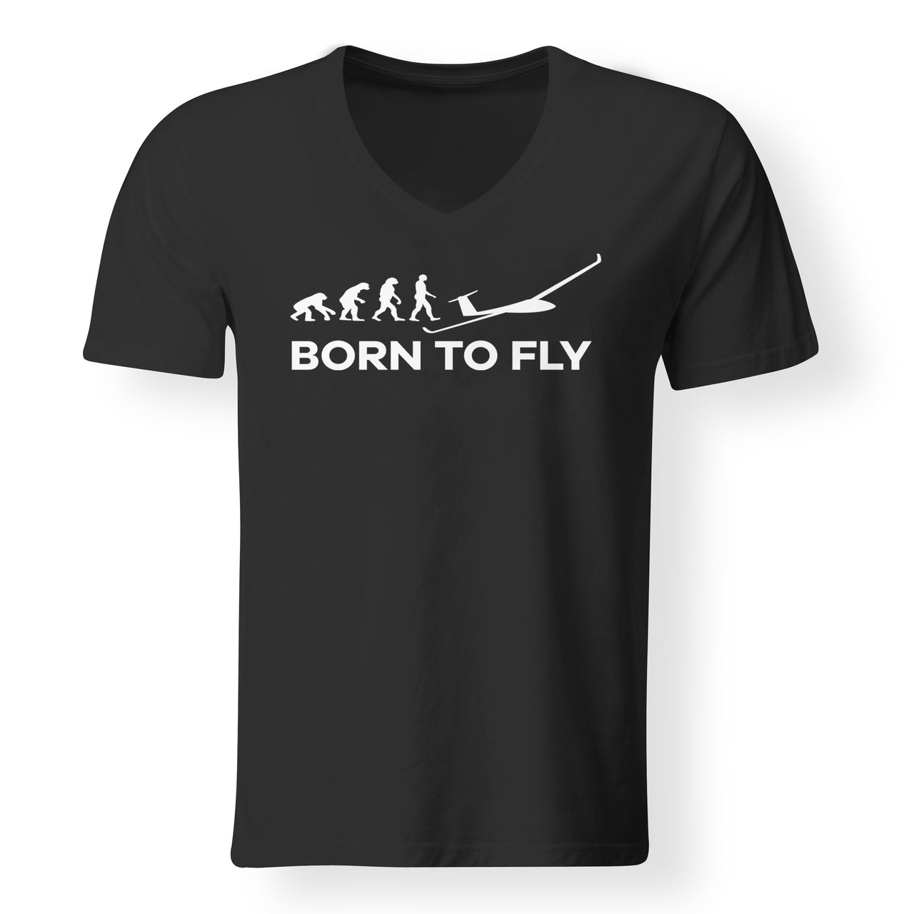 Born To Fly Glider Designed V-Neck T-Shirts