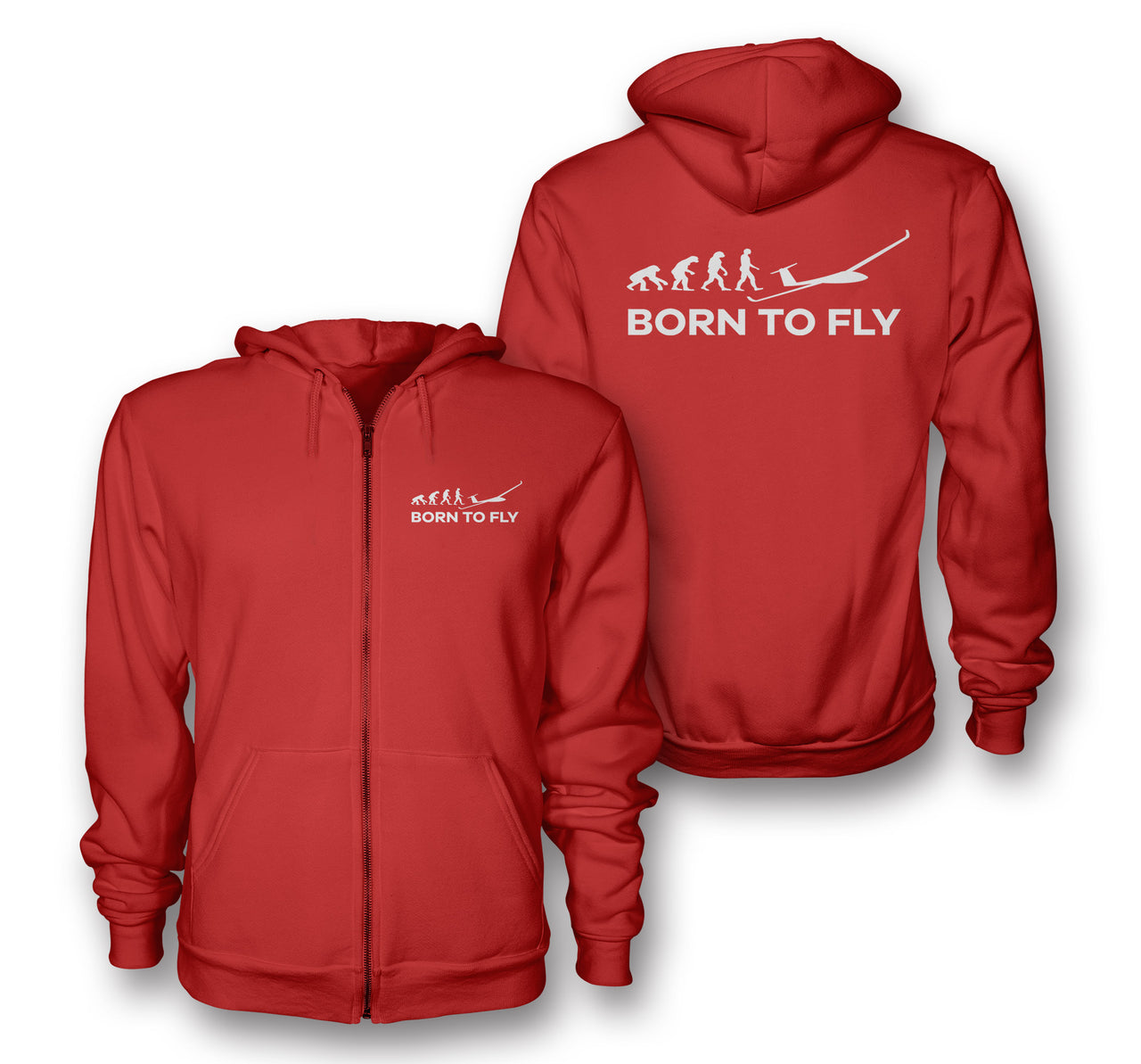 Born To Fly Glider Designed Zipped Hoodies
