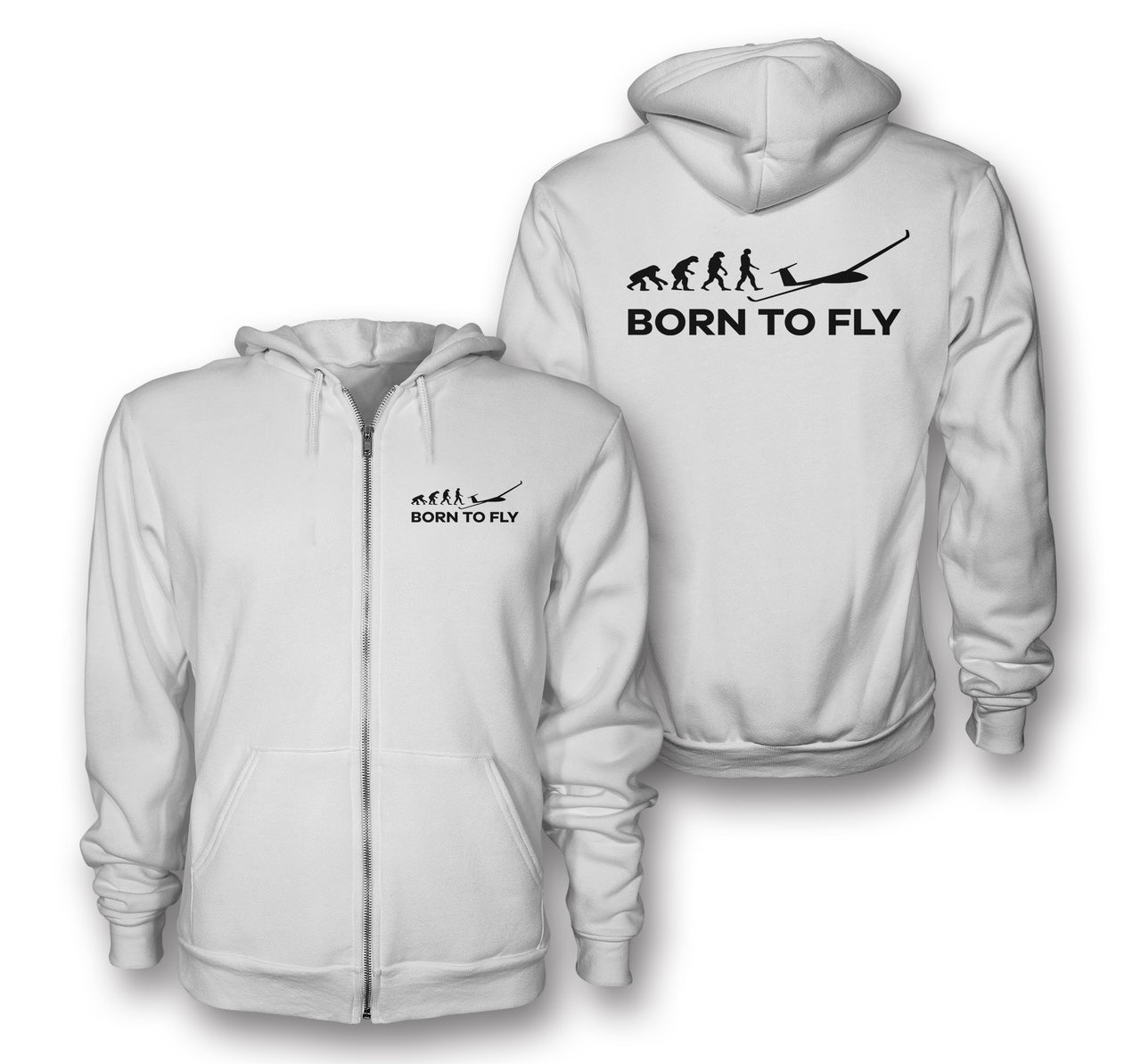 Born To Fly Glider Designed Zipped Hoodies