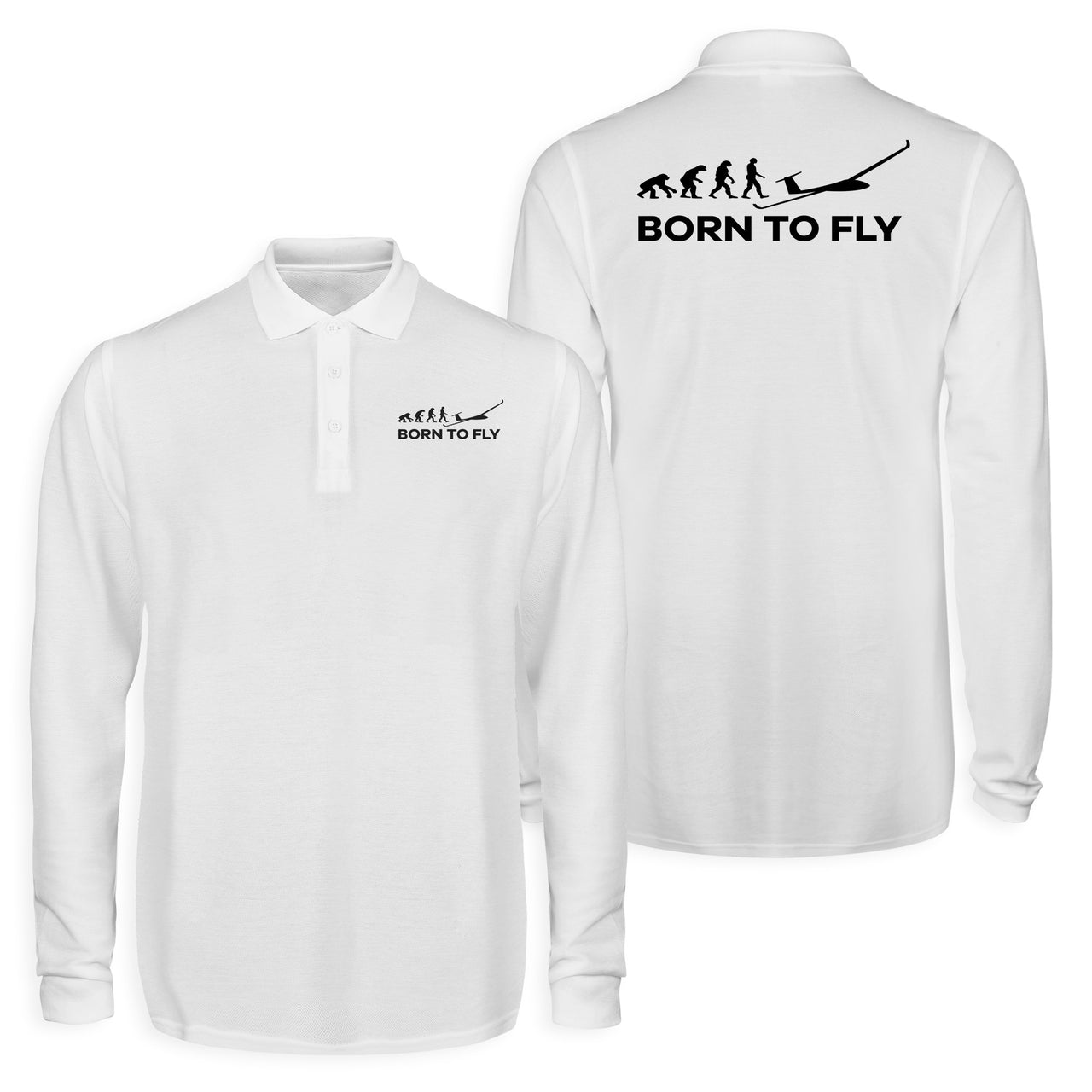 Born To Fly Glider Designed Long Sleeve Polo T-Shirts (Double-Side)