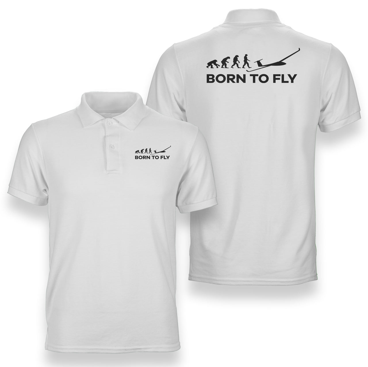 Born To Fly Glider Designed Double Side Polo T-Shirts