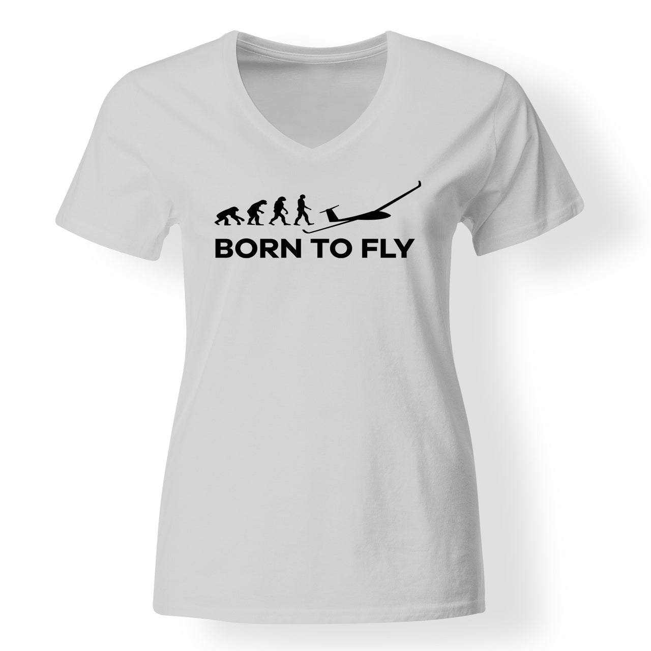 Born To Fly Glider Designed V-Neck T-Shirts