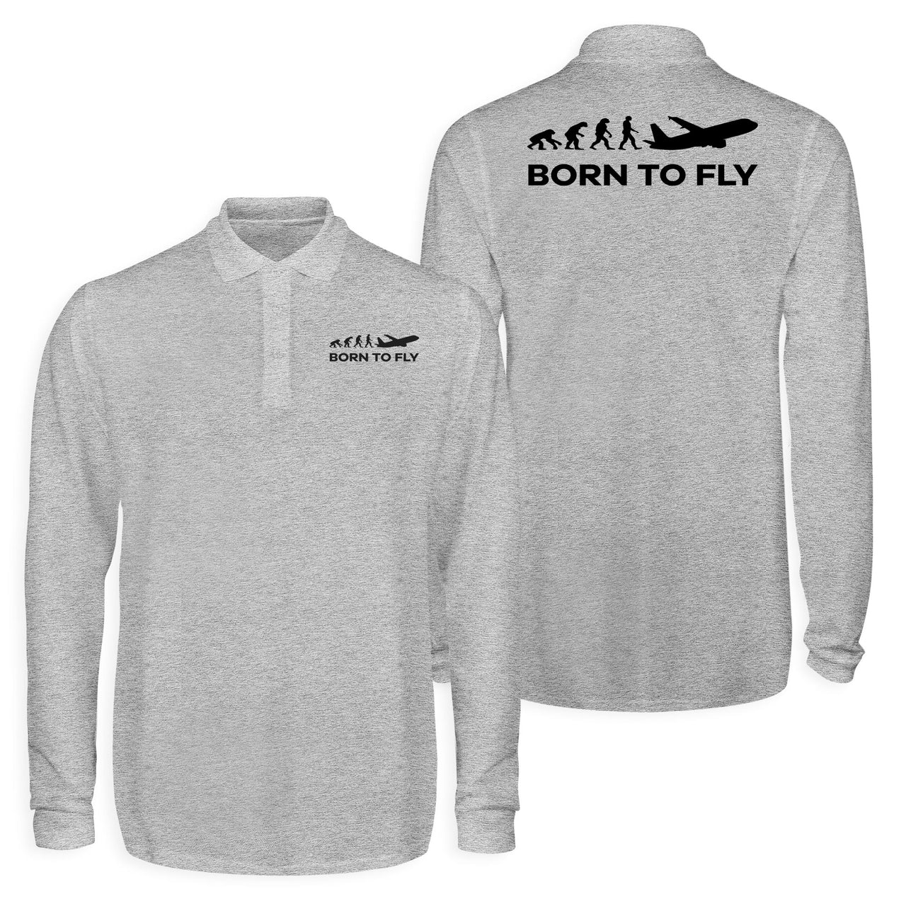 Born To Fly Designed Long Sleeve Polo T-Shirts (Double-Side)