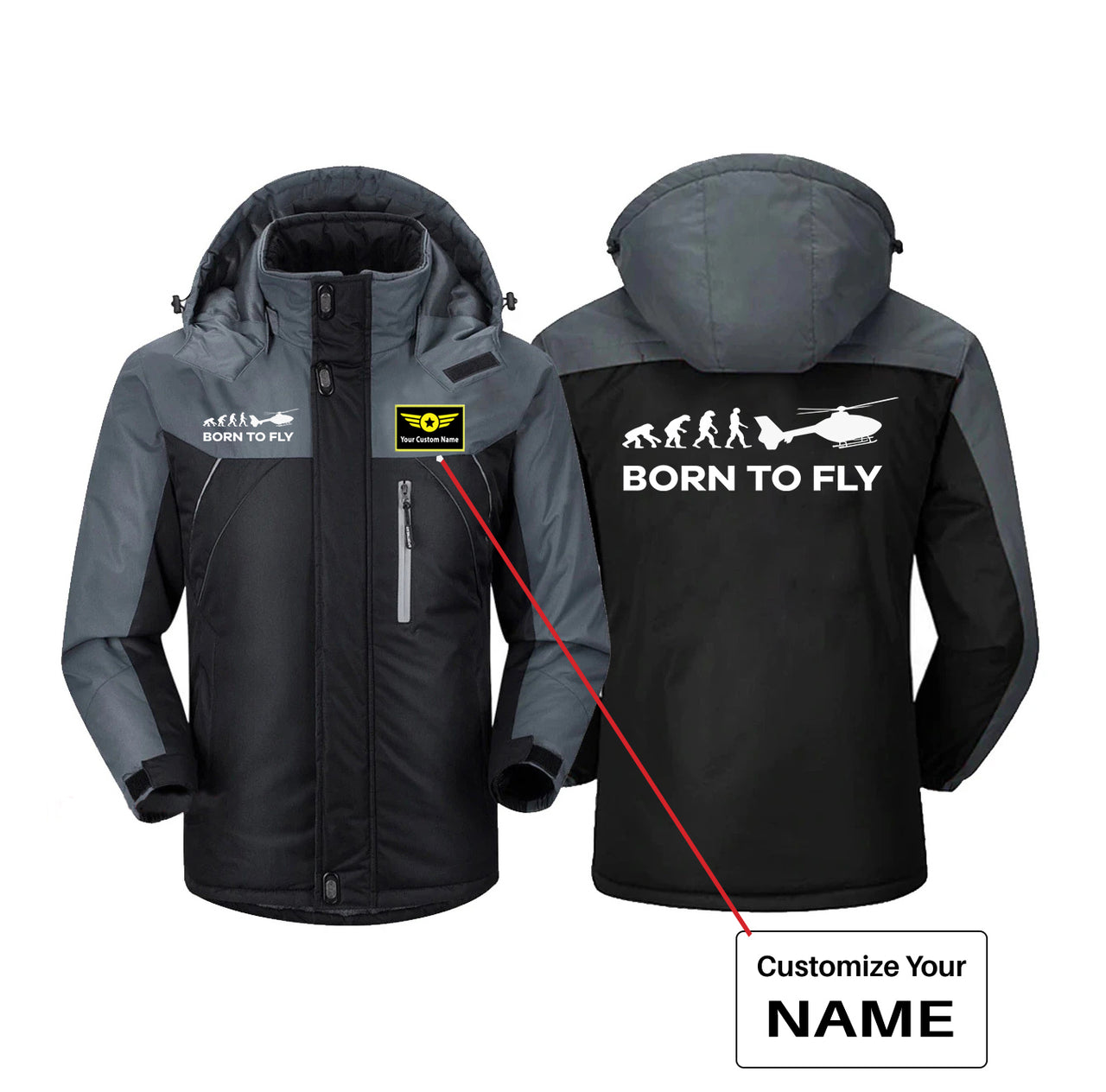 Born To Fly Helicopter Designed Thick Winter Jackets