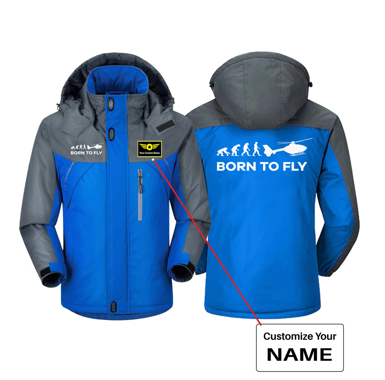 Born To Fly Helicopter Designed Thick Winter Jackets