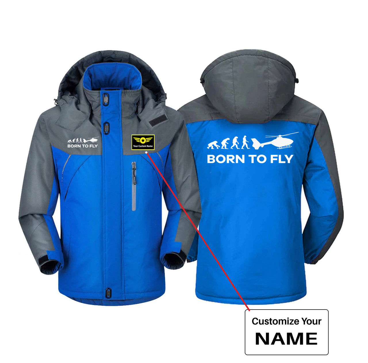 Born To Fly Helicopter Designed Thick Winter Jackets