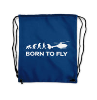 Thumbnail for Born To Fly Helicopter Designed Drawstring Bags