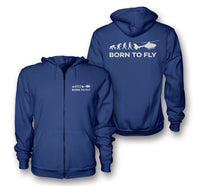 Thumbnail for Born To Fly Helicopter Designed Zipped Hoodies