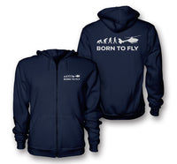 Thumbnail for Born To Fly Helicopter Designed Zipped Hoodies