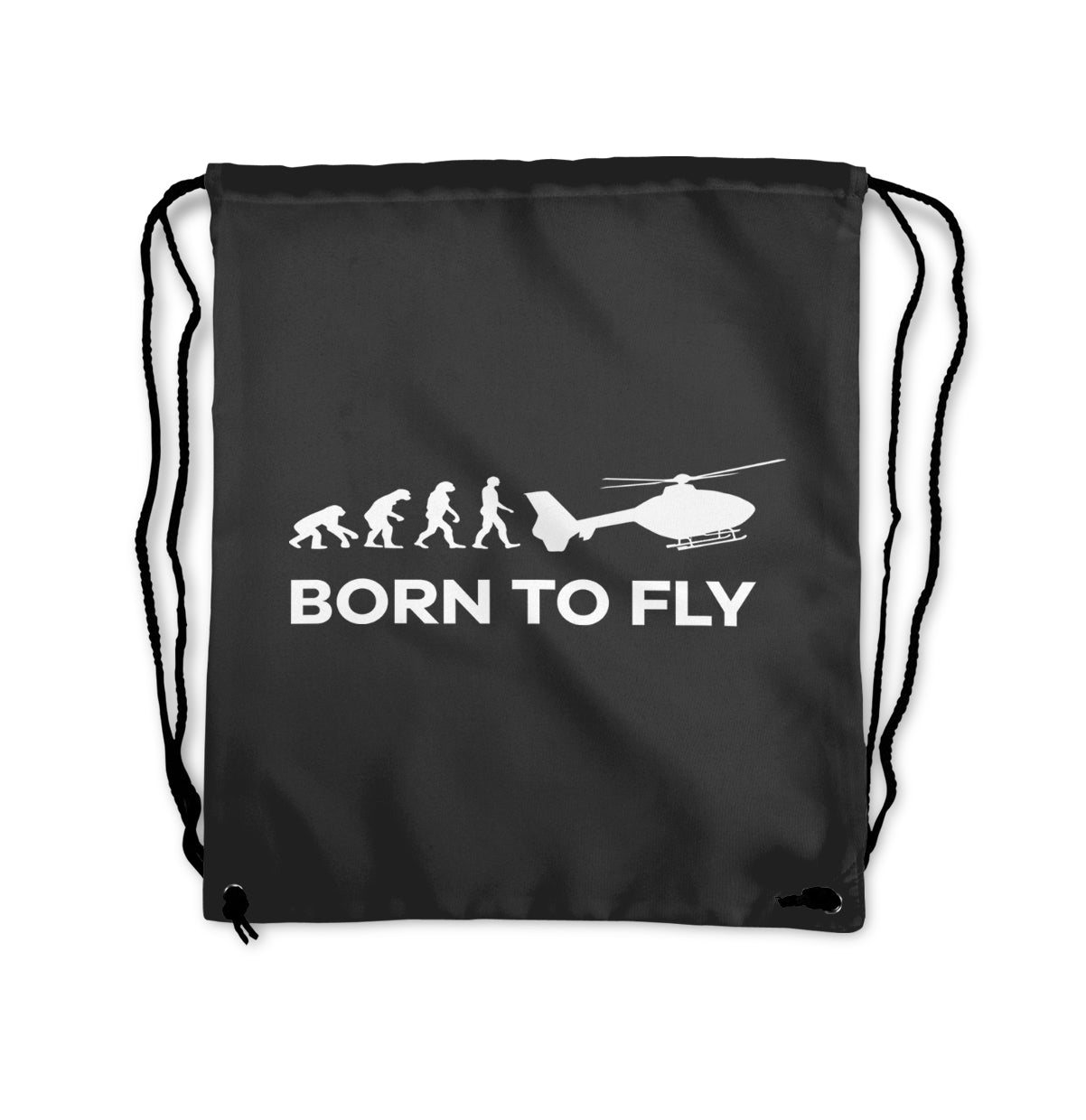 Born To Fly Helicopter Designed Drawstring Bags