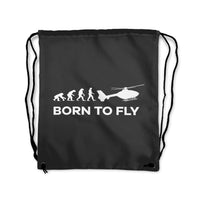 Thumbnail for Born To Fly Helicopter Designed Drawstring Bags