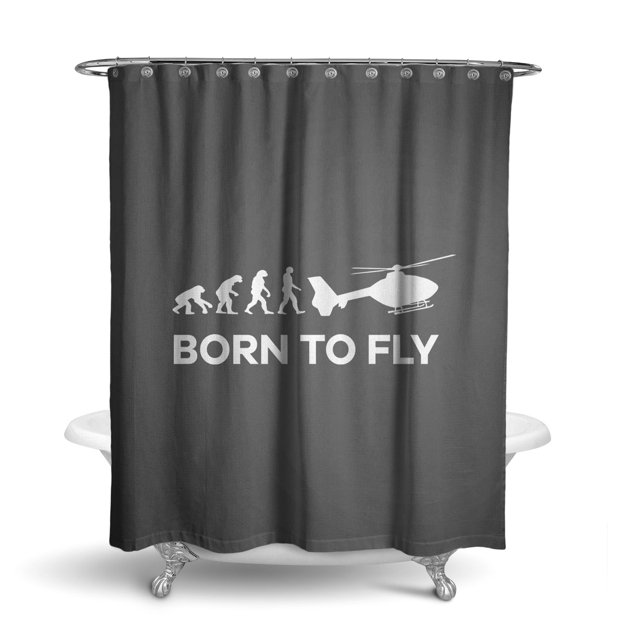 Born To Fly Helicopter Designed Shower Curtains