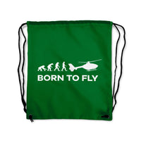 Thumbnail for Born To Fly Helicopter Designed Drawstring Bags