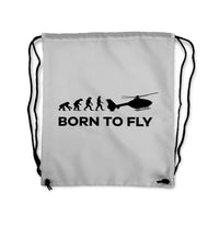 Thumbnail for Born To Fly Helicopter Designed Drawstring Bags