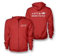 Thumbnail for Born To Fly Helicopter Designed Zipped Hoodies
