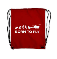 Thumbnail for Born To Fly Helicopter Designed Drawstring Bags